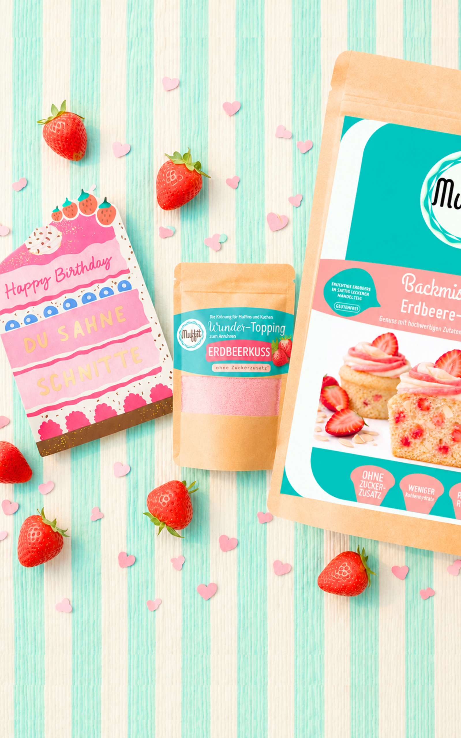 Muffit’s Geschenkset "Happy Birthday" für Erdbeer-Cupcakes